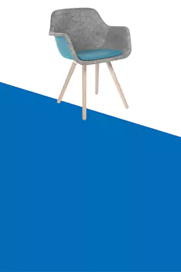 Grijs met blauwe stoel gemaakt van pet flessen